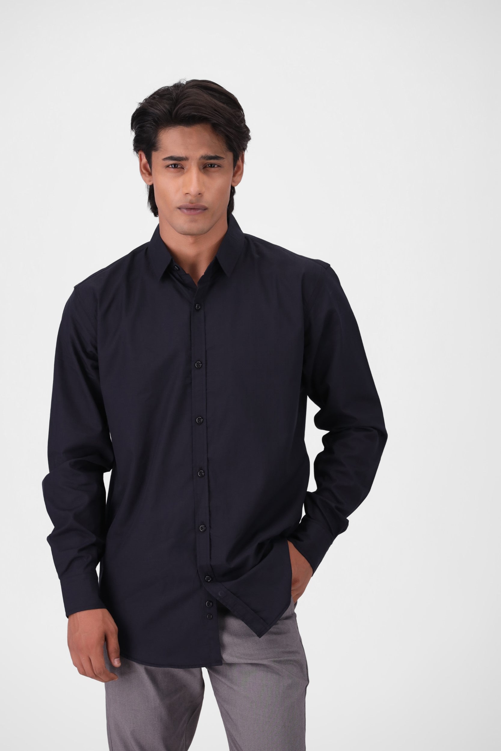 Solid Black Casual Shirt – Monark Clothing
