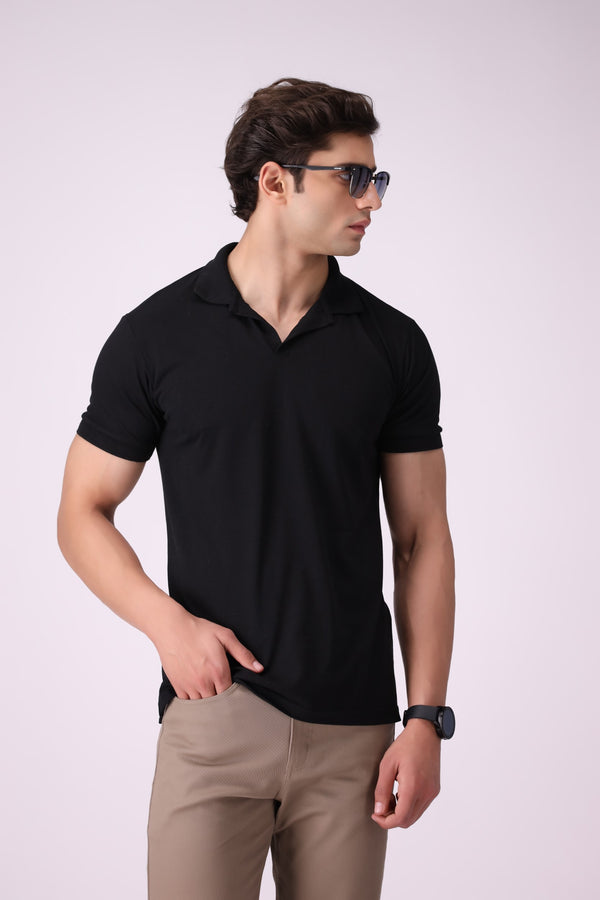 Jhonny Collar Black Polo Shirt