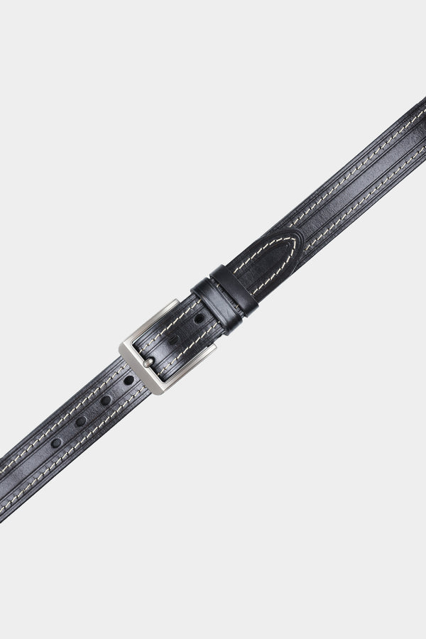 Black Duble Stitch Casual Belt