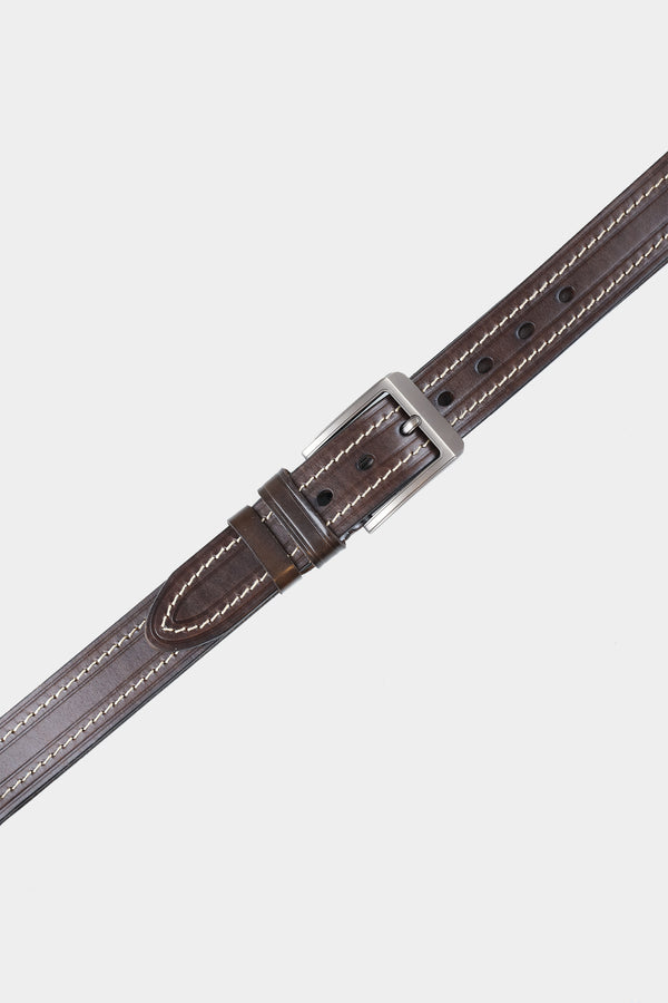 Brown Duble Stitch Casual Belt