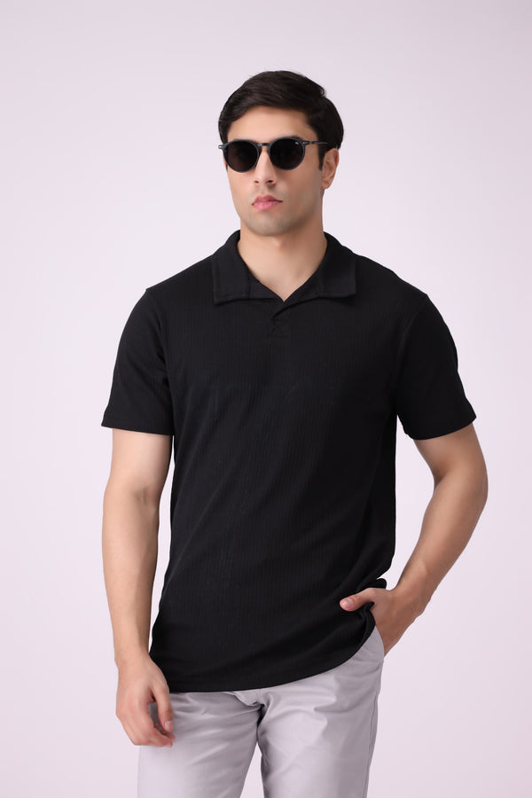 Jhonny Collar Black Polo Shirt