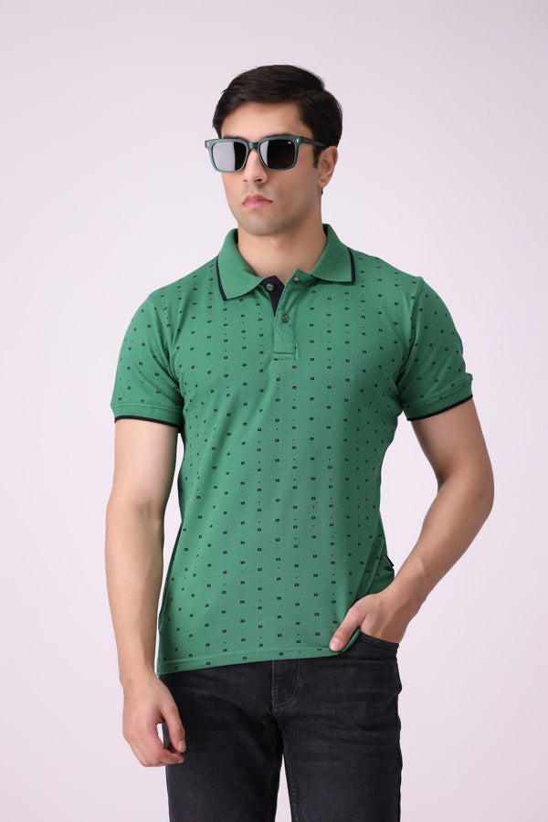 RotaryPrint Green Polo Shirt