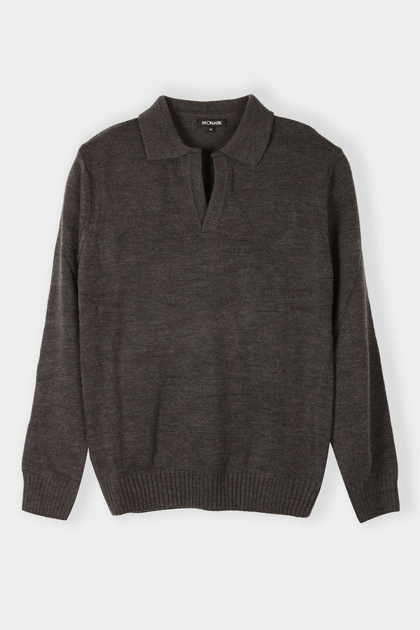Charcoal Johnny Collar Sweater