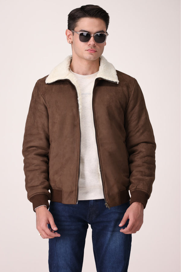 SUED JACKET WITH SHERPA LINING