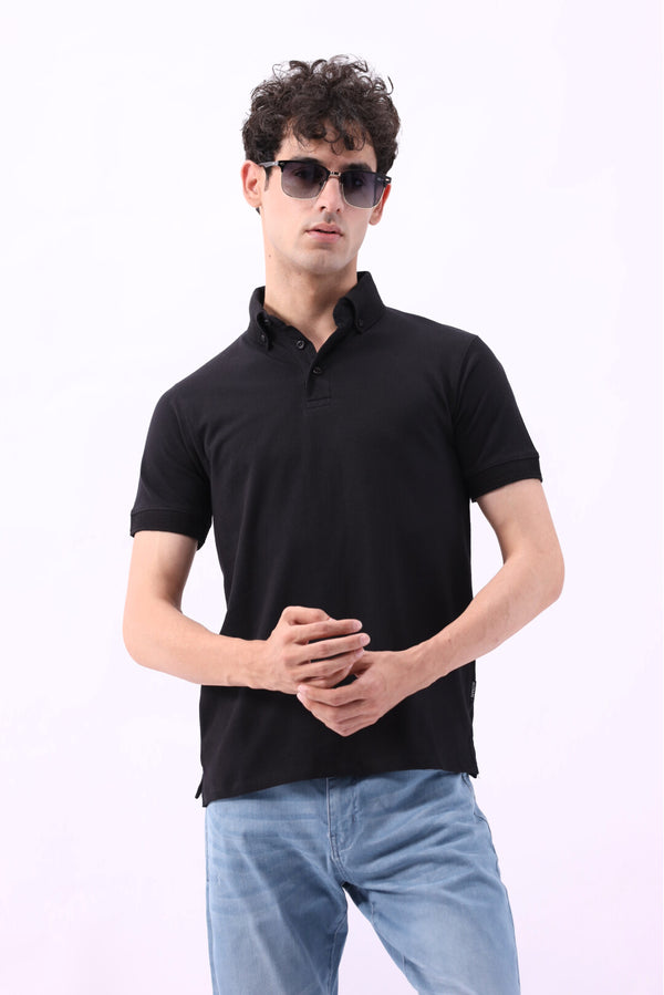 BUTTON-DOWN PIQUE POLO SHIRT