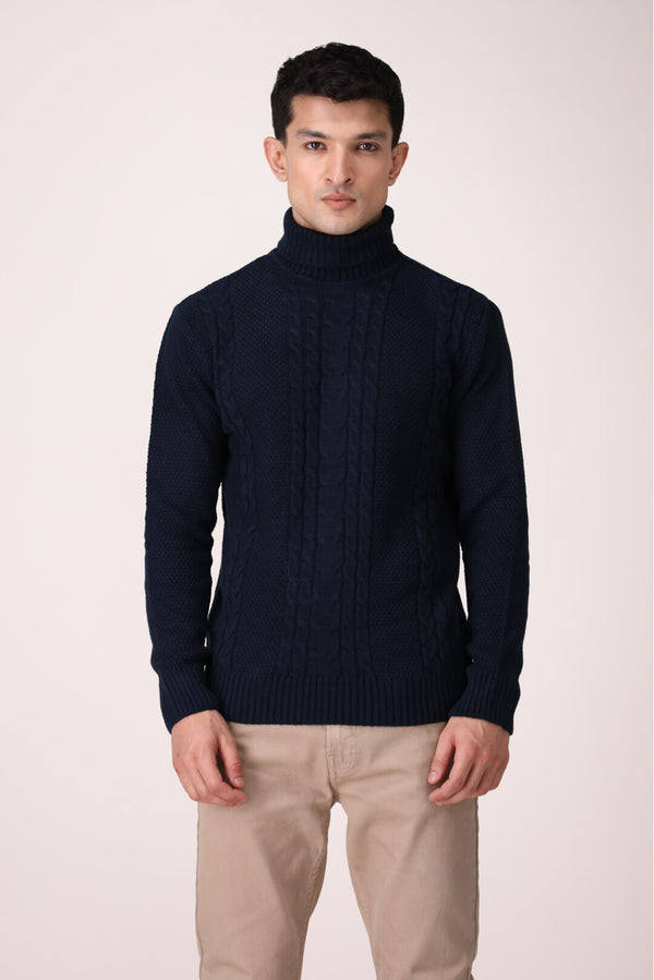 CABLE KNIT TURTLE NECK