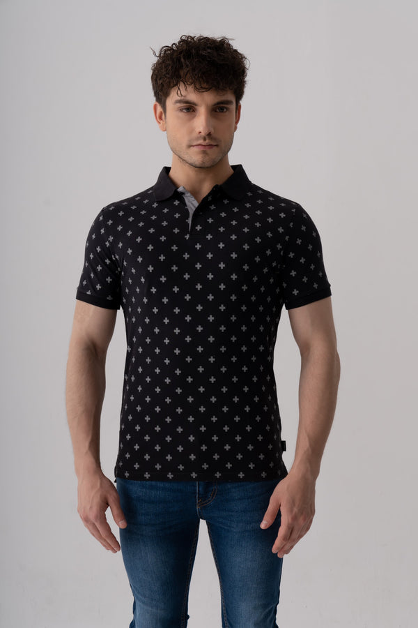 ROTARY PRINTED PIQUE POLO SHIRT