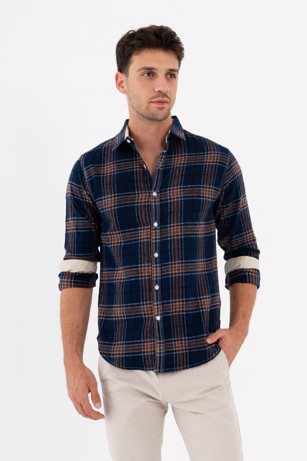 CHECKERED SLIM FIT FLANNEL SHIRT