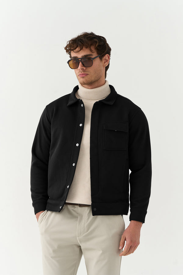 Black Recycled Knitted Wool Jacket