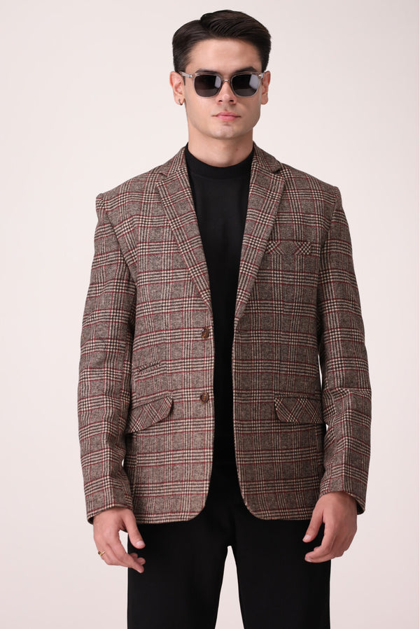 CHECK SLIM FIT COAT