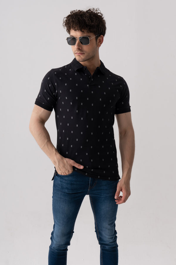 ROTARY PRINTED PIQUE POLO SHIRT