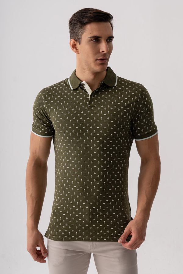 ROTARY PRINTED PIQUE POLO SHIRT