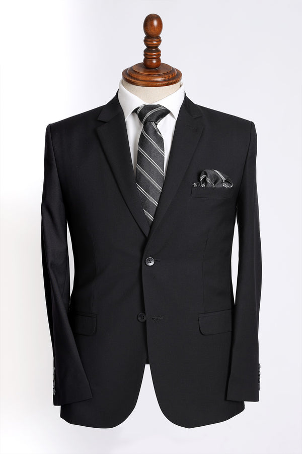 SOLID BLACK SLIM FIT 2-PCS SUIT