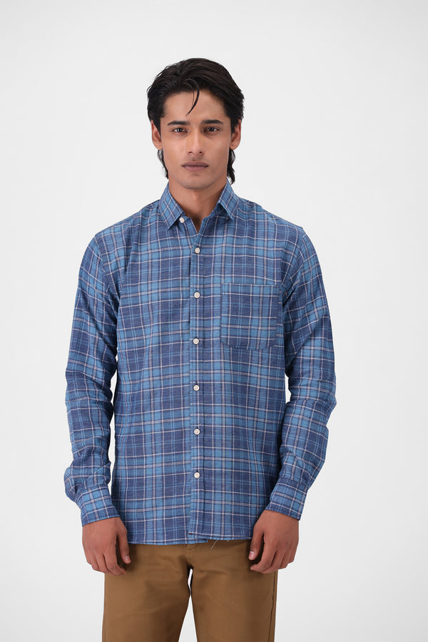 Blue Checkered Button Down Shirt