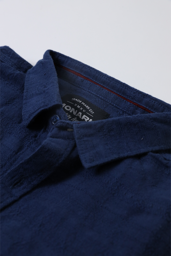 Navy Blue Knitted Casual Shirt