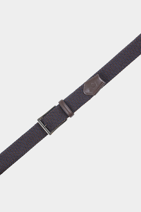Brown-Blue Contrast Canvas Belt