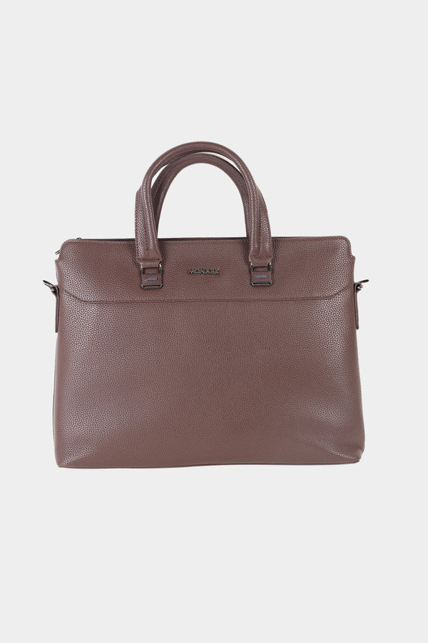 Brown Textured Laptop Bag