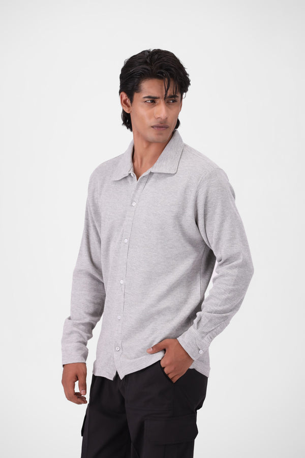 Grey Textured Casual Shirt