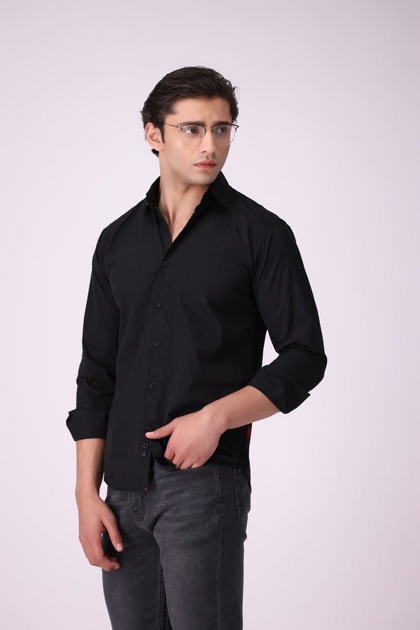 Black Textured Casual Shirt