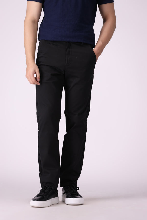 Black Tappered Fit Cotton Pants