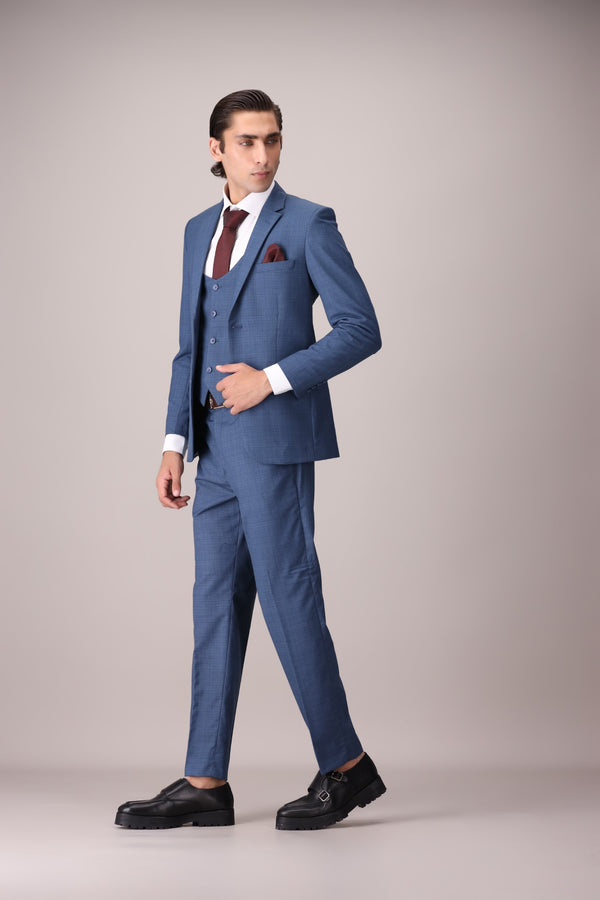 CHECK SLIM FIT 3-PCS SUIT