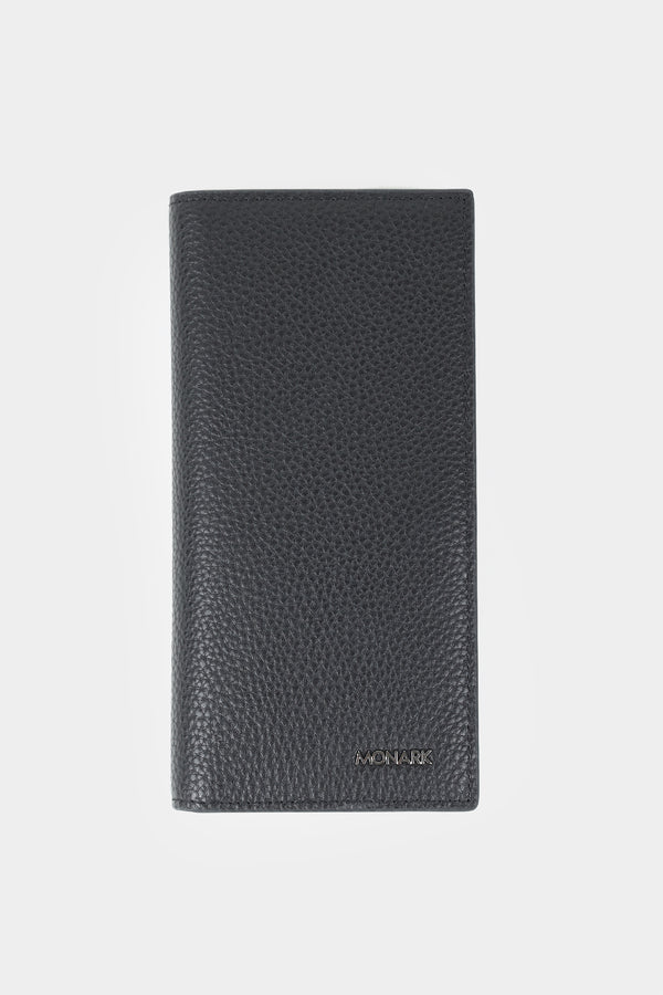 Black Textured Long Wallet