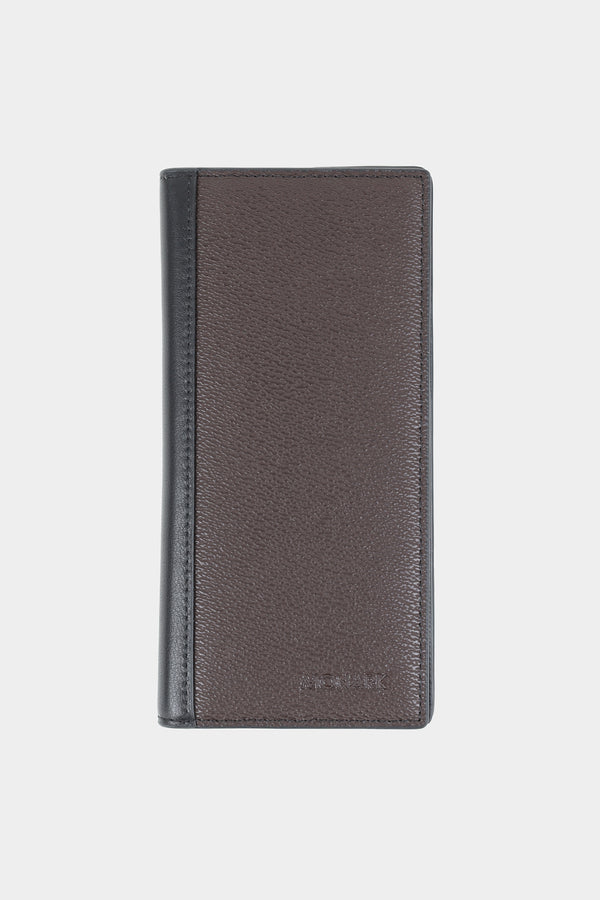 Brown Textured Long Wallet