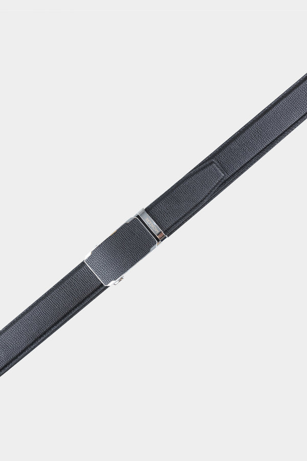 Black Textured Box-Frame Formal Belt