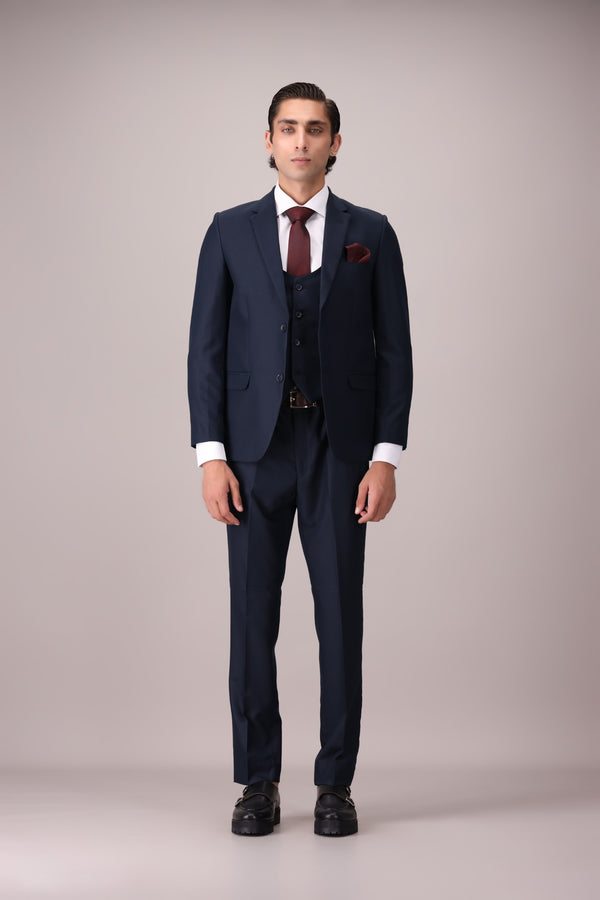 3 Piece Checkered Slim Fit Suit