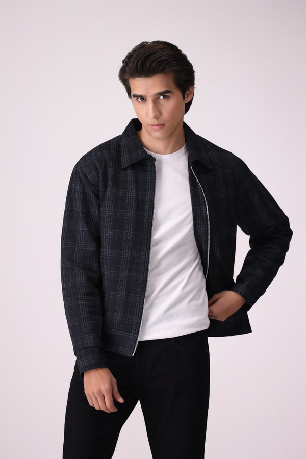 WOOL-BLEND CHECK JACKET