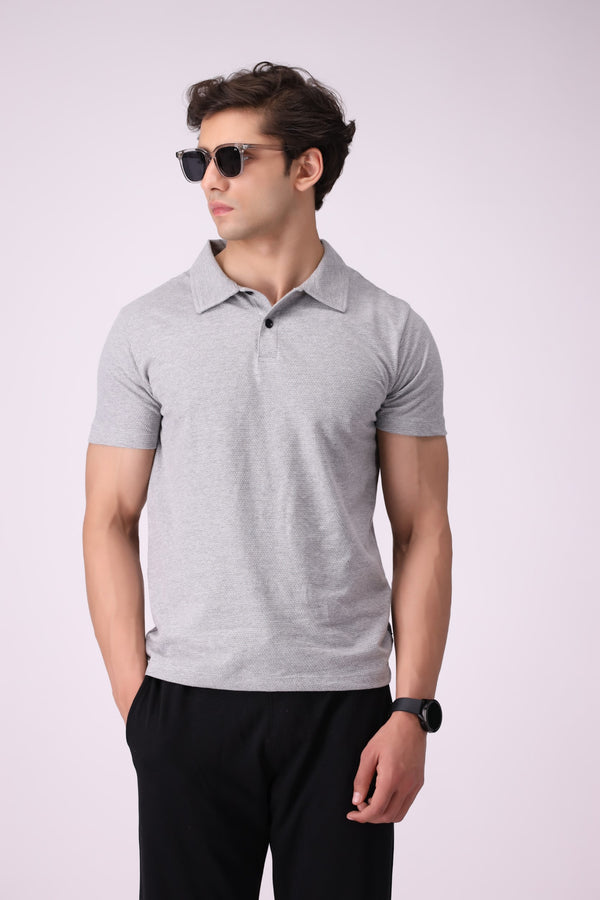 SoftPop Grey Textured Polo Shirt