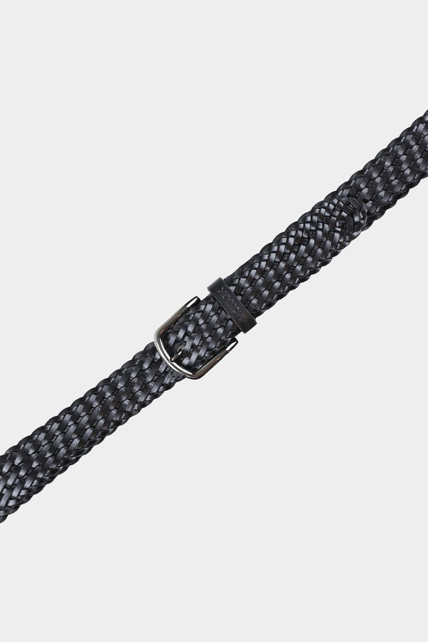 Black Braided Leather Belt