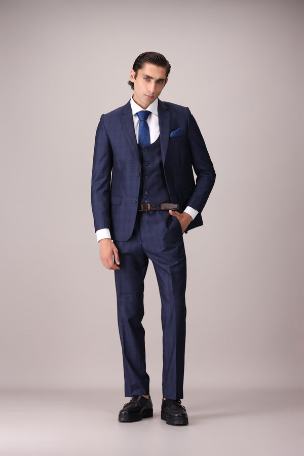 CHECK SLIM FIT 3-PCS SUIT