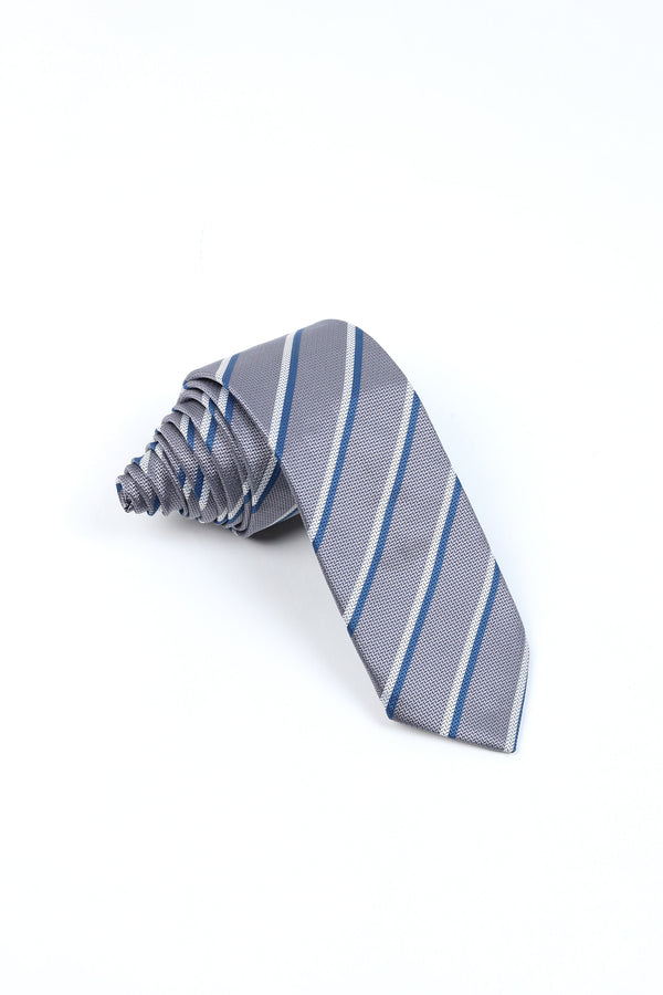 SILVER GREY STRIPPED TIE
