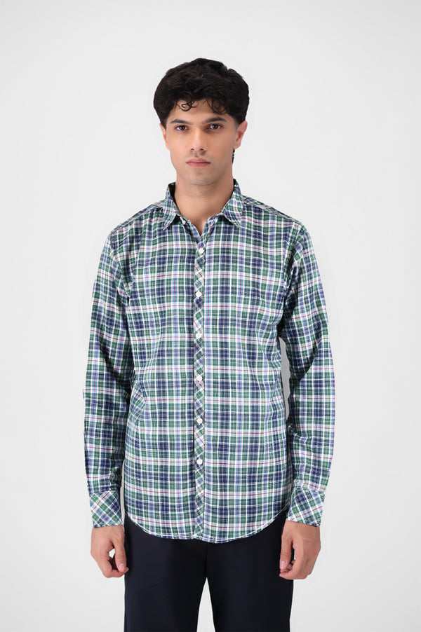 Blue Checkered Button Down Shirt