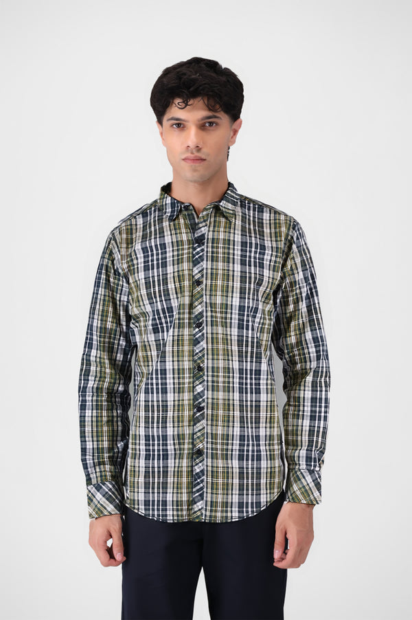 Green Check Button Down Shirt