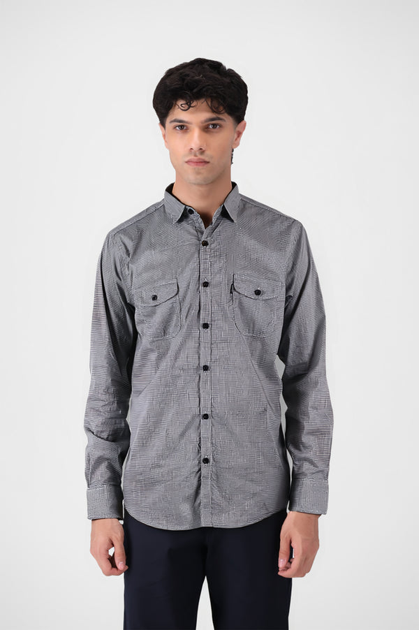 Grey Checked Button Down Shirt