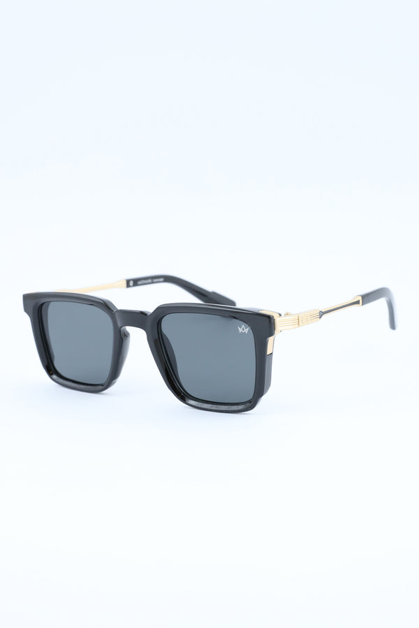 Black Box Frame Golden Accent Glasses