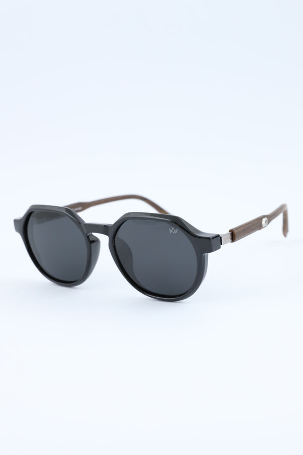 Wood Accent Geometric Frame Glasses