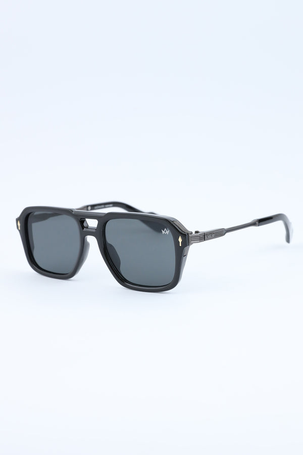 Gun Metal Grey Square Frame Glasses