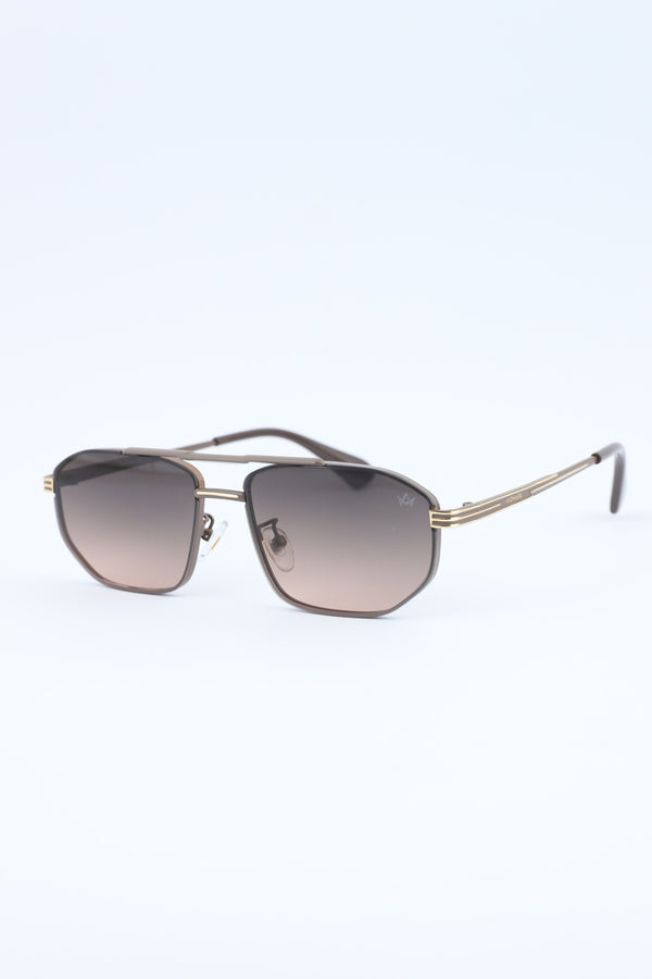 Tan Brown Geometric Frame Glasses