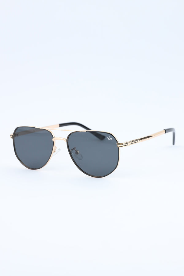 Golden Accent Geometric Frame Glasses