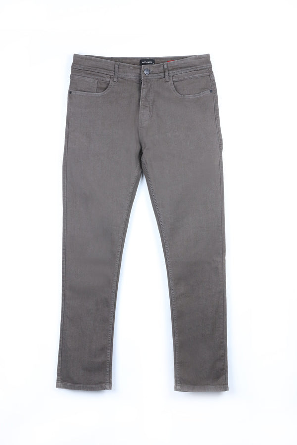 Gray-Green Slim Straight Jeans