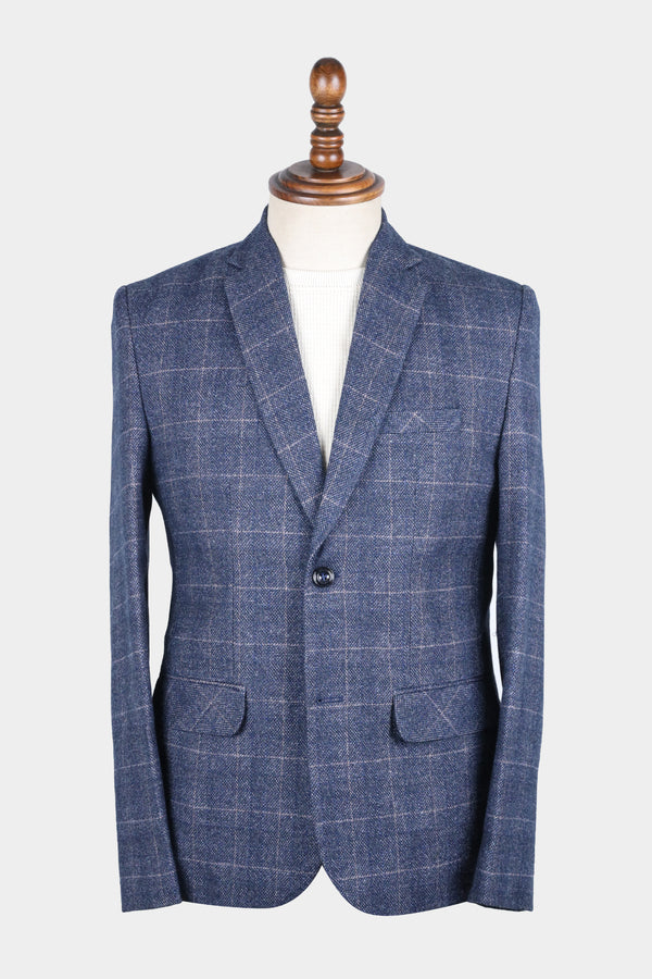Blue Checkered Formal Coat