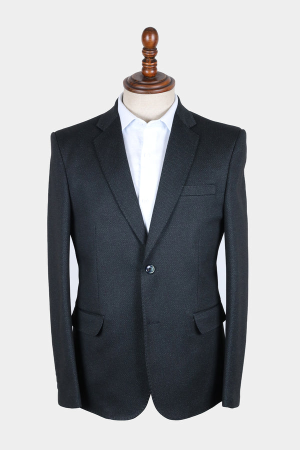 Black Textured Formal Coat