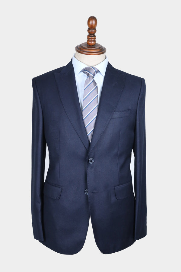Navy Blue Textured Two-Piece Suit