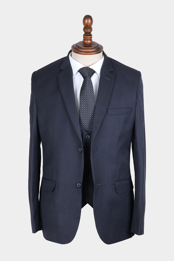 Black Textured Three-Piece Suit