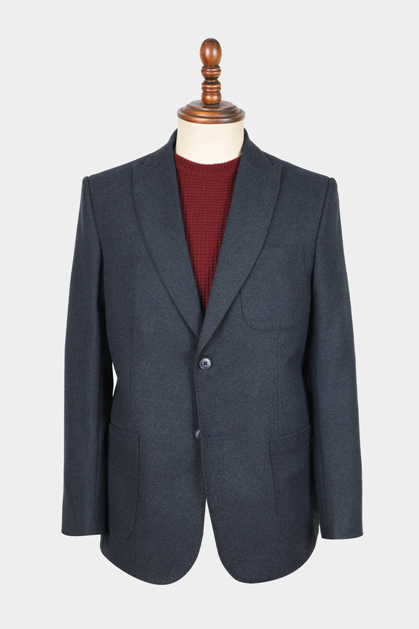 Navy Blue Textured Coat