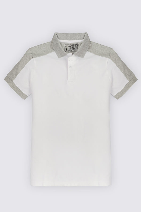 WHITE CUT & SEW POLO SHIRT