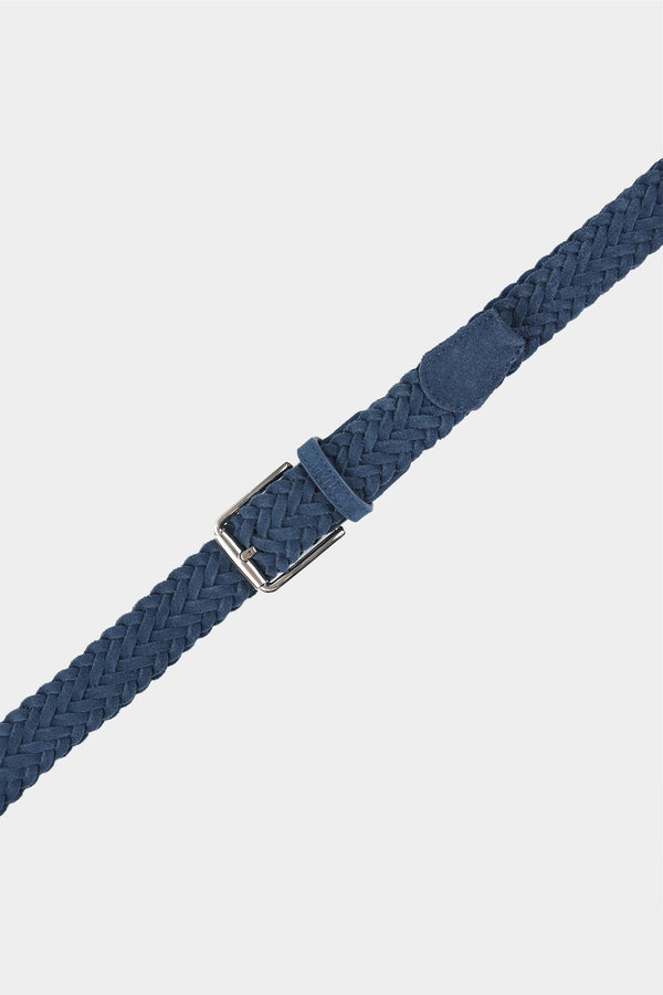 Blue Braided Suede Strap Belt